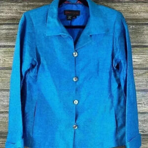 Nina McLemore Blue Silk Blend Blazer Sz 4